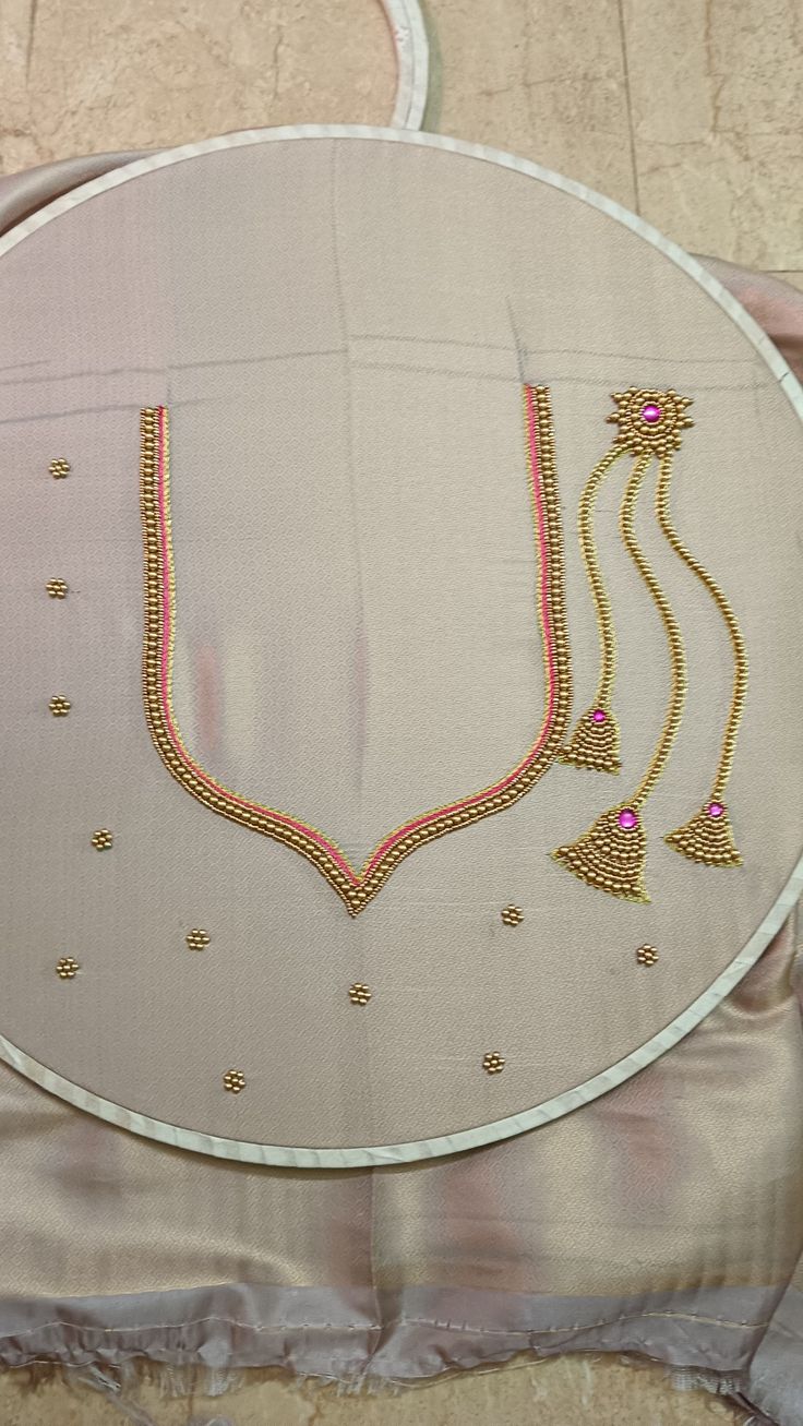Hand-embroidered designer blouse with gold aari maggam work — Shree Ambika, Virar West